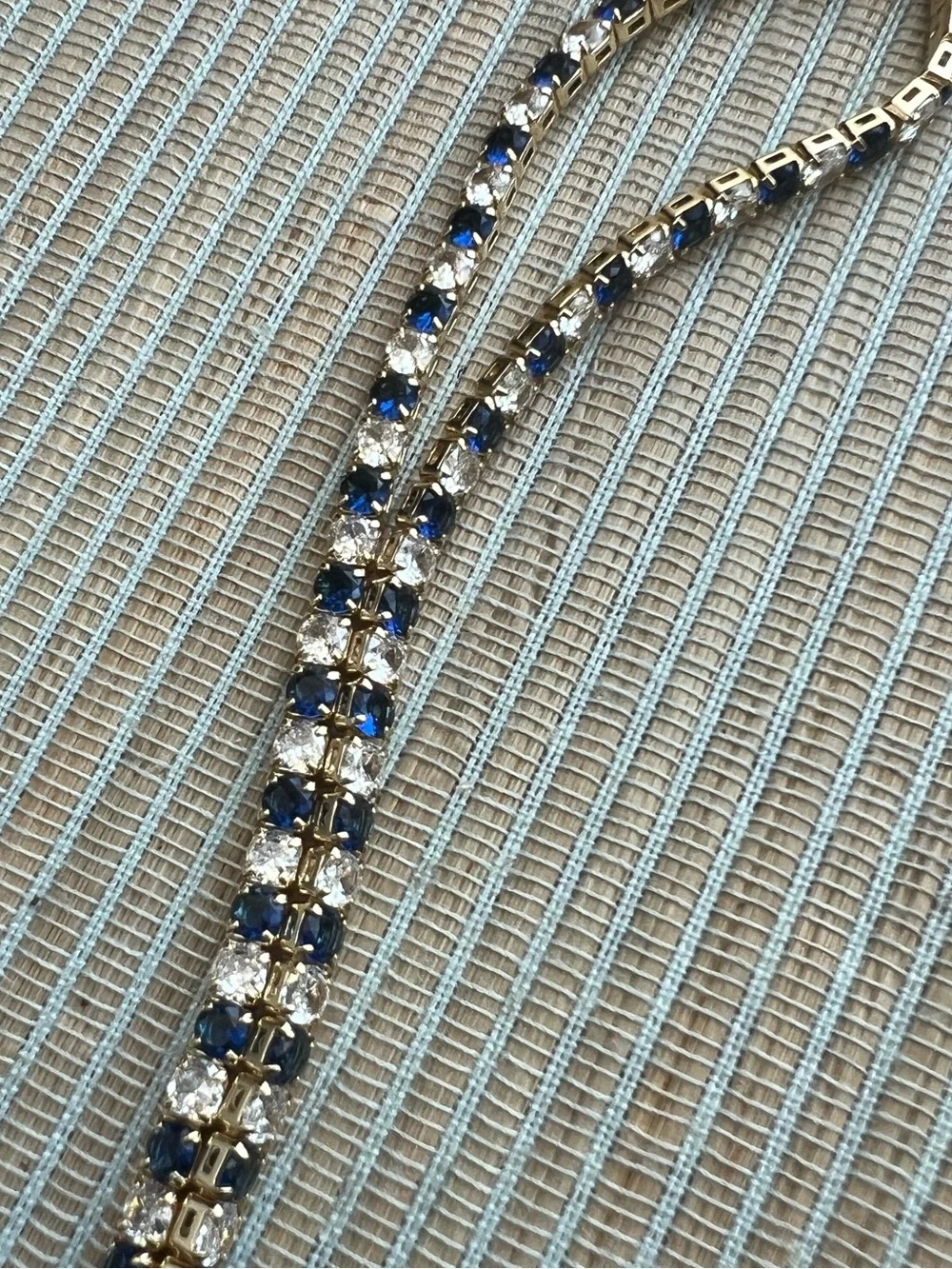 Alternating  Blue and Clear Tennis Necklace (4mm stones)